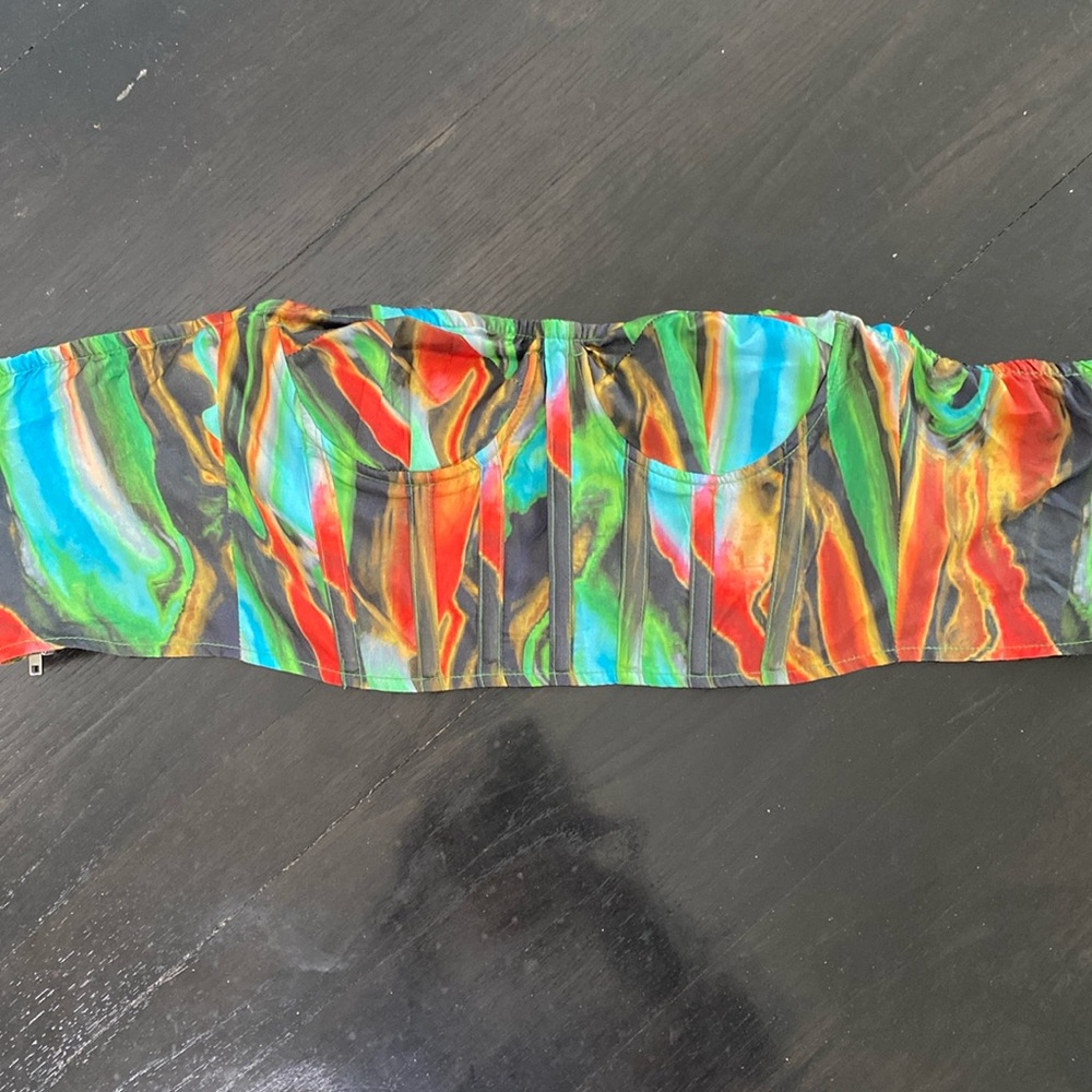 Multicolor Strapless Bustier Top